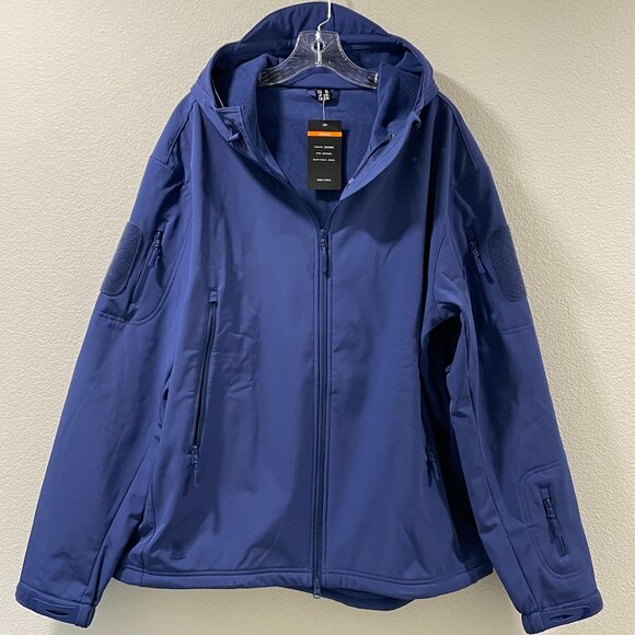 NWT, MEN'S TACVASEN Hooded Weather Resistant Multi Pocket Jacket, Royal - XL - Picture 1 of 15